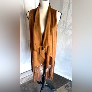 Fringe faux suede vest
